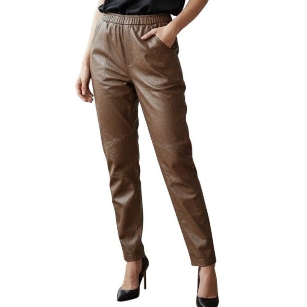 Vintage 90s Charles Klein Leather Pants‎ S Chocolate Brown High Rise Retro Moto